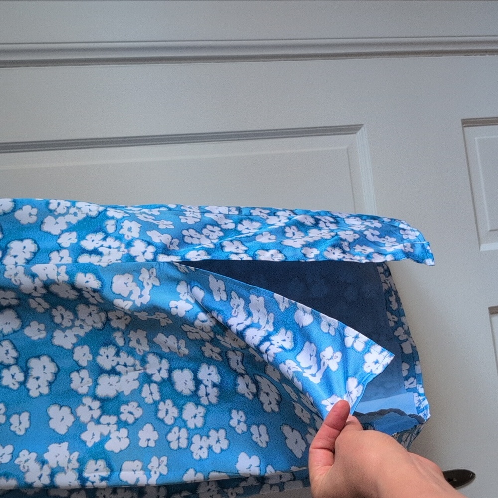 Halogen Blue and White Acid Floral Midi Skirt - Picture 3 of 5